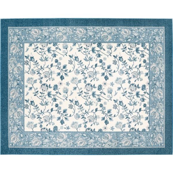 防炎 マット/絨毯 (約190×290cm ブルー) 手洗いOK すべりにくい ホットカーペット対応 『ジュレ』 プレーベル