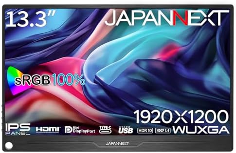 JAPANNEXT 13.3インチ IPSパネル搭載 WUXGA(1920x1200)解像度 モバイルモニター JN-MD-IPS133WUXGAR HDMI miniDisplayPort U...