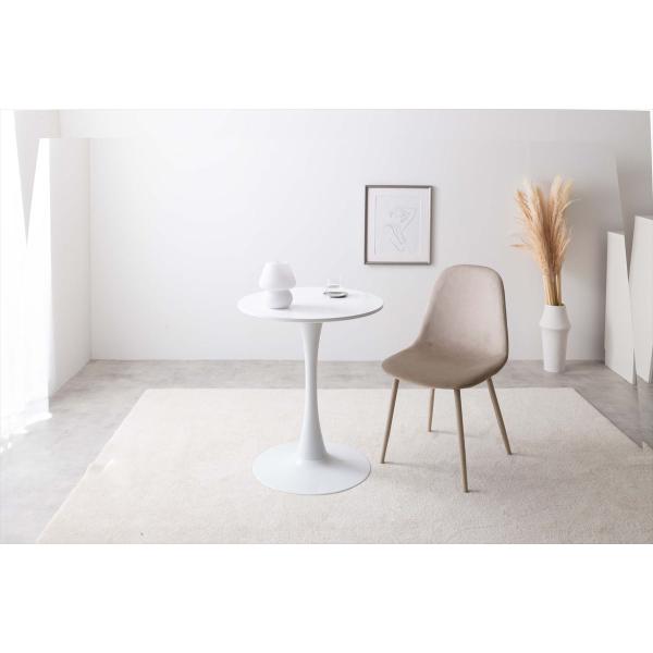 ダイニングテーブルセット 1人用 白 丸 カフェテーブル 円形 かわいい おしゃれ ミッドセンチュリー 食卓 ベロアチェア 韓国風