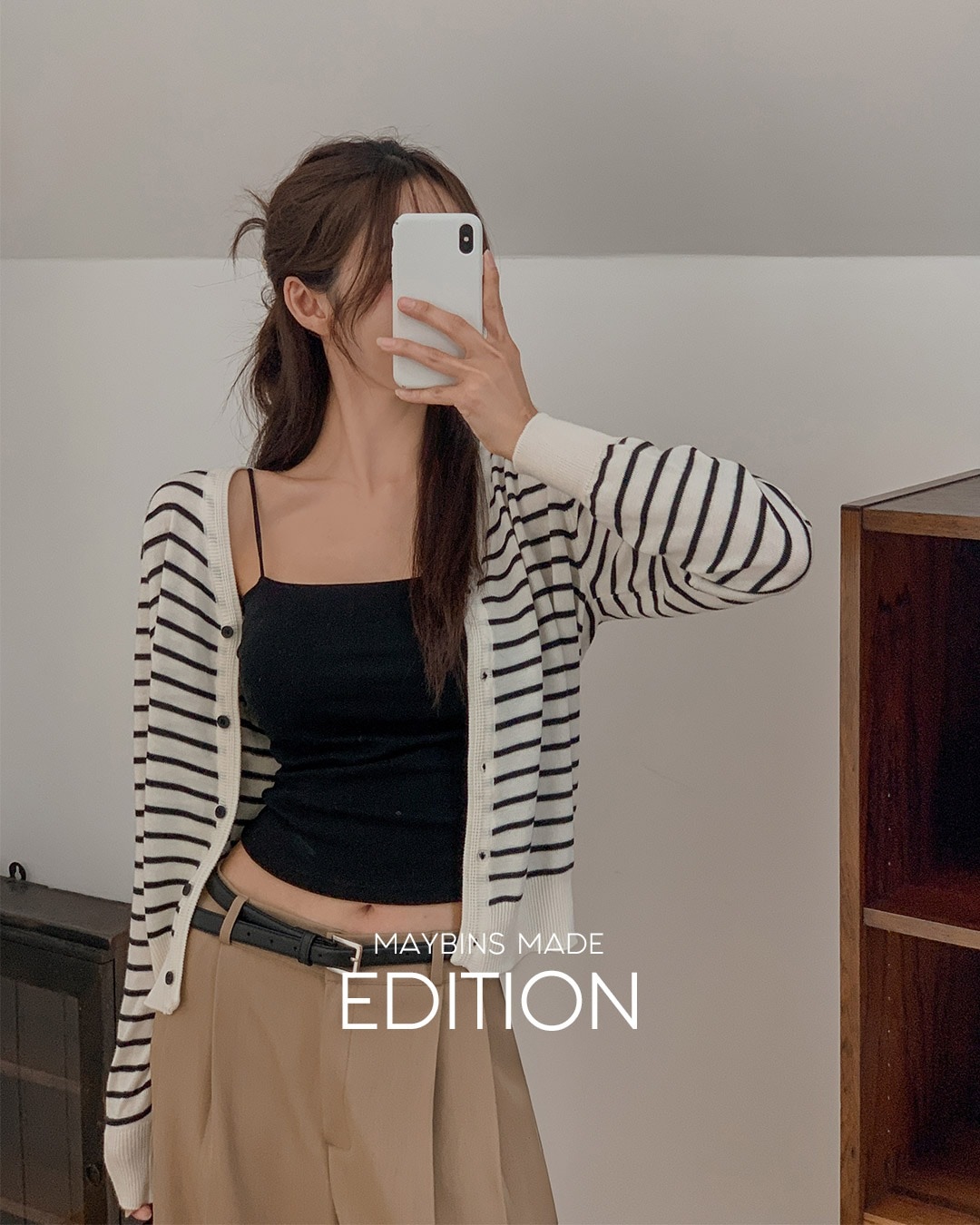 [MADE] クレムストライプウールカーディガン韓国ファッション レディース