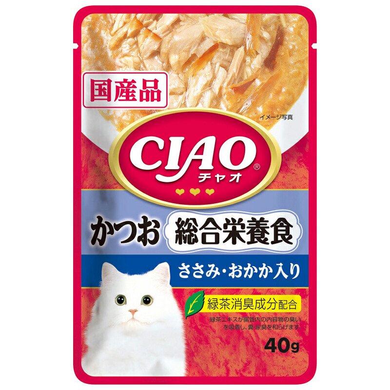 いなば　ＣＩＡＯパウチ　総合栄養食　かつお　ささみ・おかか入り　４０ｇX９６袋　ＣＲＣ35―20―20―10―40