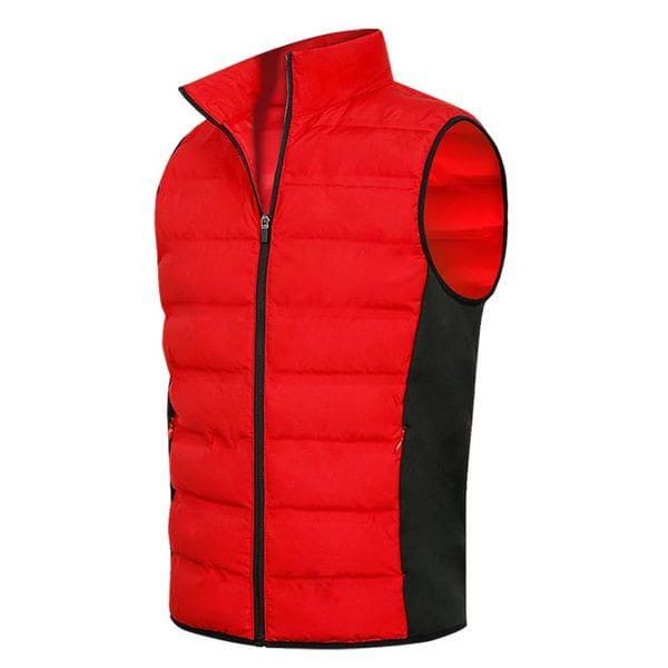 ハイネックネオプレン配色シームレスアヒルダウン軽量パディングベスト