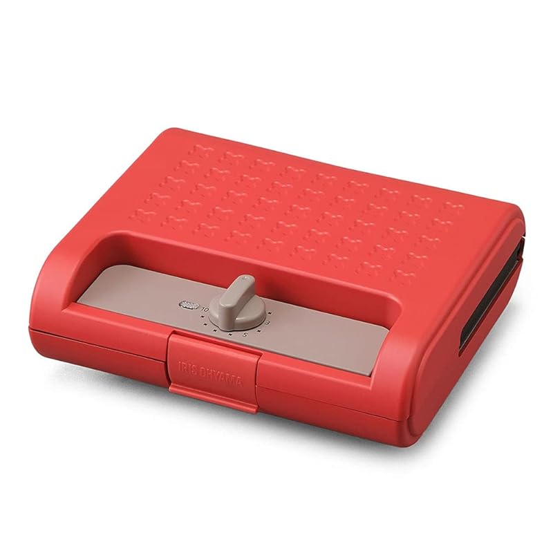 【即納】アイリスオーヤマ ホットサンドメーカー ワッフル ホットサンド 焼き型2種 耳まで焼ける 電気 ワイド ダブル 2枚 IMS-902-R レッド