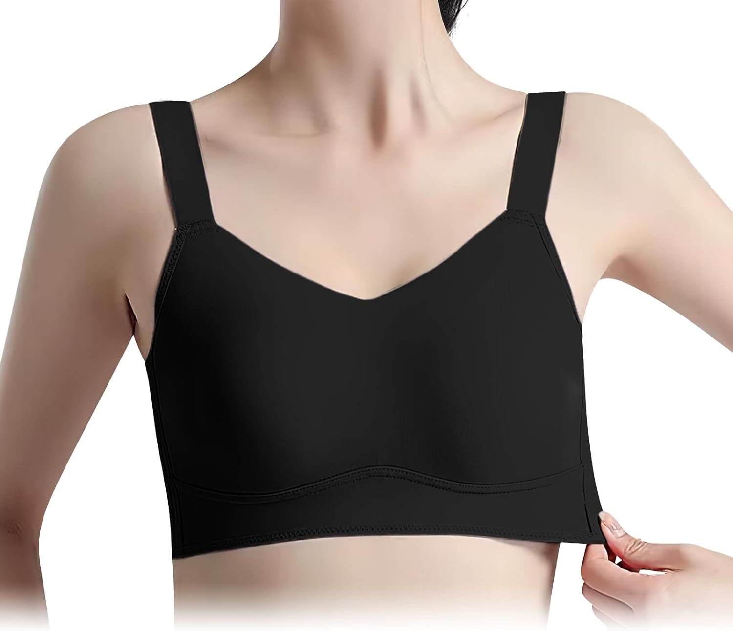 商品タイトル：小さく見せるブラジャー型番：記載なし仕様：ノーワイヤーシームレス延長ホック付き特徴：胸を小さく見せる揺れ軽減ホールド力向上脇高デザイン材質：記載なし使用シーン：和装