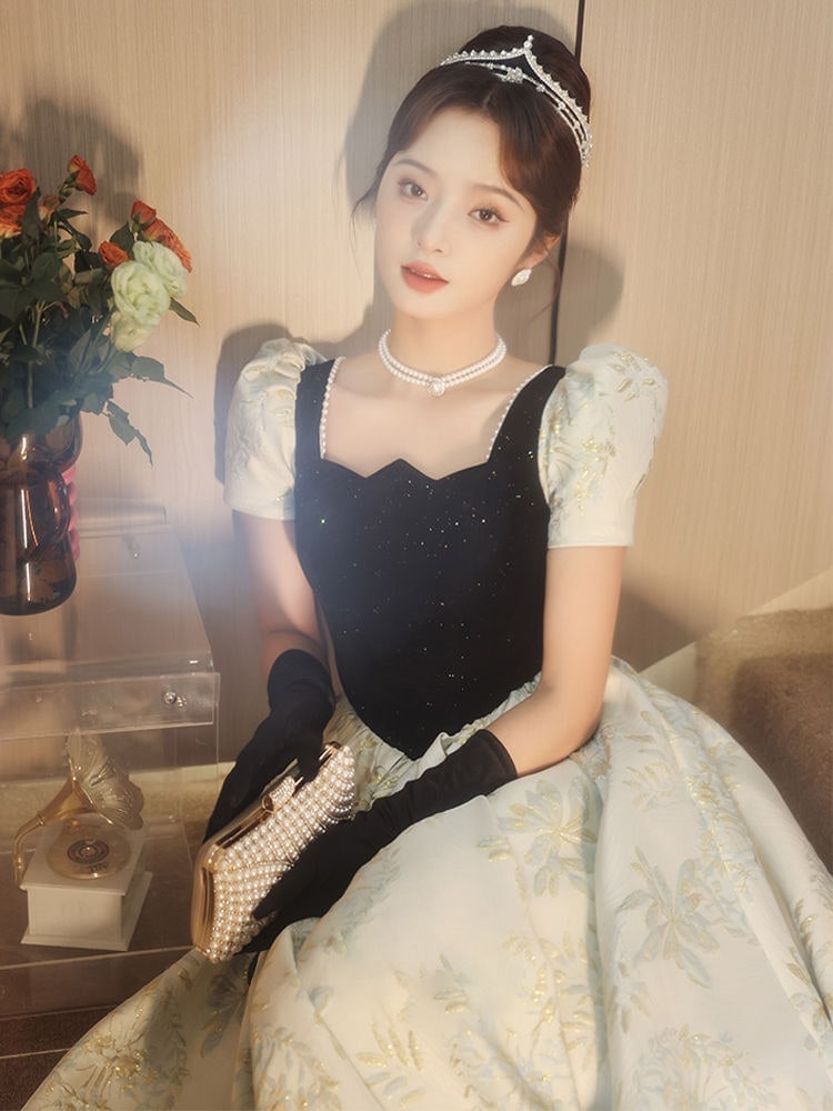 イブニング ドレス スカート女性 2024 ロング エレガントな気質芸術試験宴会ホスト ハイエンド パフ スリーブ 母の日 5,098円