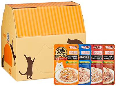 他サイト： Figaro(フィガロ) 焼かつおディナーバラエティ 50g×48袋 猫用 パウチ 【Amazon.co.jp限定】の商品画像