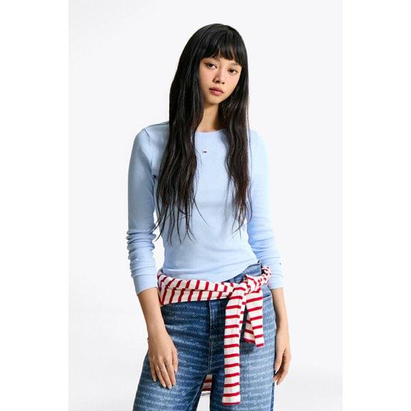 女性スリムエッセンシャルリップTシャツ T32F0TTO04SWT1 TOMMY JEANS