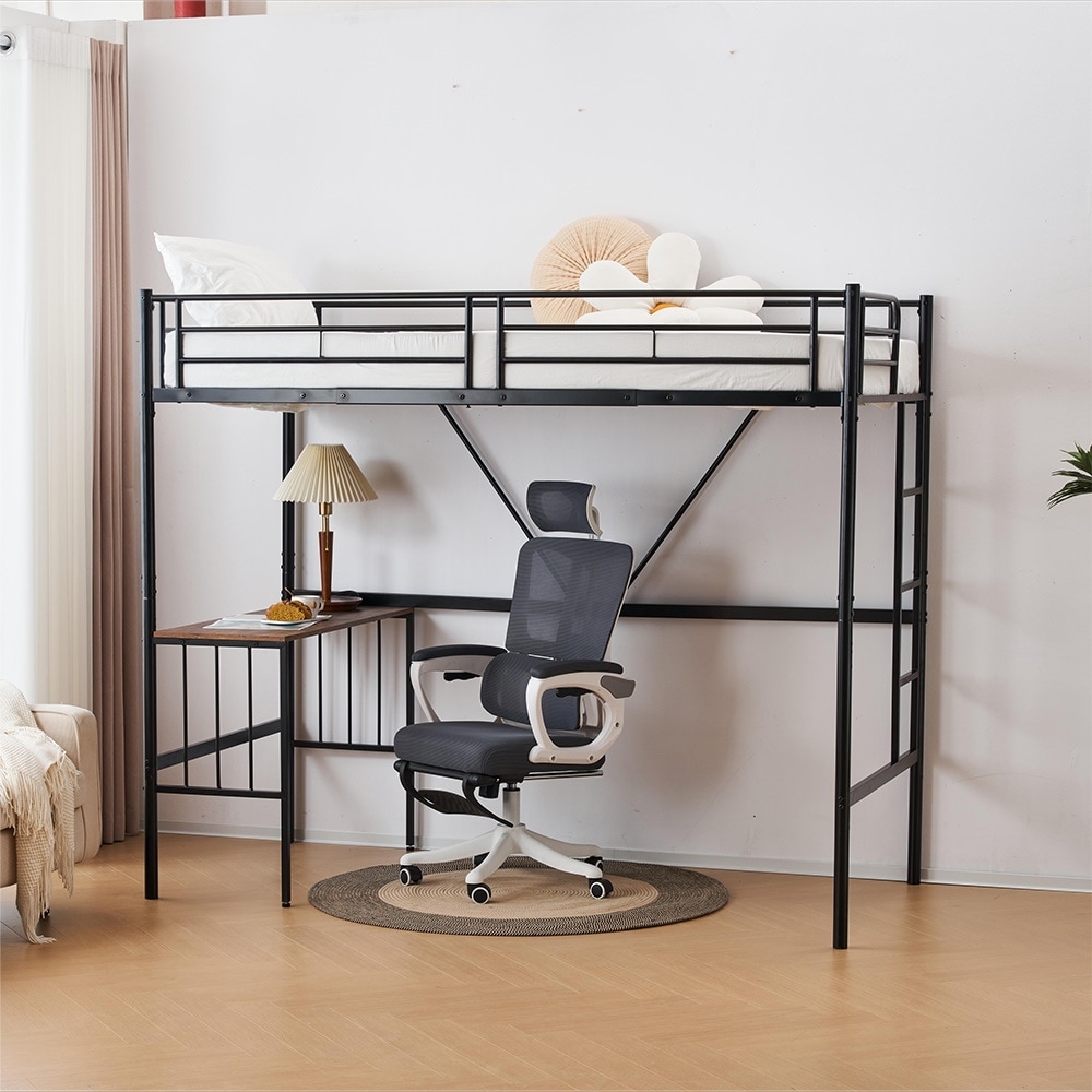 【国内即日発送】　ロフトベッド パイプベッド シングル 木 収納 北欧風 子供部屋 スチール 耐震 ベッド SDG