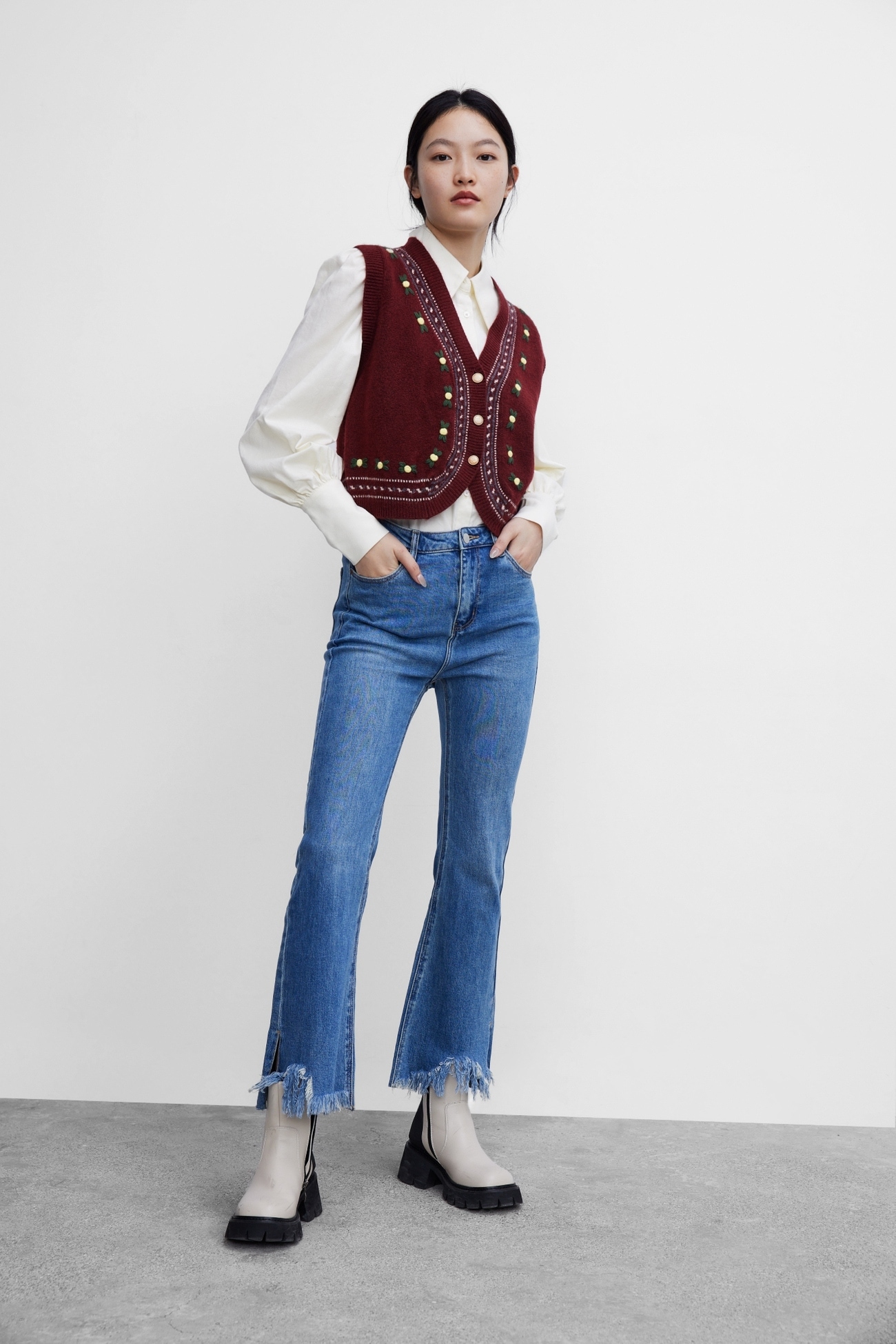 春 レディース レトロ ニットベスト ユニーク 個性的 クール おしゃれ トップス クラレット S M L XL トップス セーター 袖あり 長袖 かわいい 大人可愛い きれいめ シンプル 大人 上品