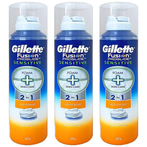 フュージョン プログライド センシティブ アクティブ スポーツ フォーム 245ml 3個 ~ シェービングクリーム シェービング シェービングフォーム