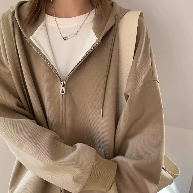 レディース パーカー スウェット アウター 上着 羽織 前開き 長袖 フード ワイド ふっくら ファスナー ポケット 伸縮性 かわいい 大人可愛い シンプル カジュアル おしゃれ かっこいい レトロ