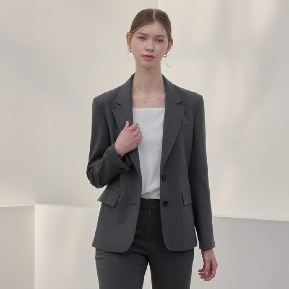 [リアーナニューヨーク] ミニマルツーボタンテーラードジャケット_ディープグレー