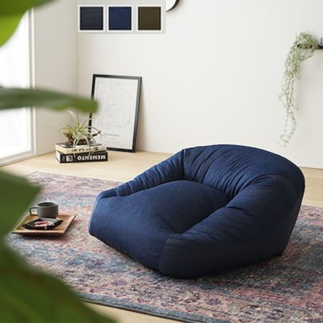 ソファクッション マフィ― Ｓ　デニム 座椅子 クッション ソファ 日本製 背もたれ 取っ手付き 軽量 1人掛け デニム 撥水 10012