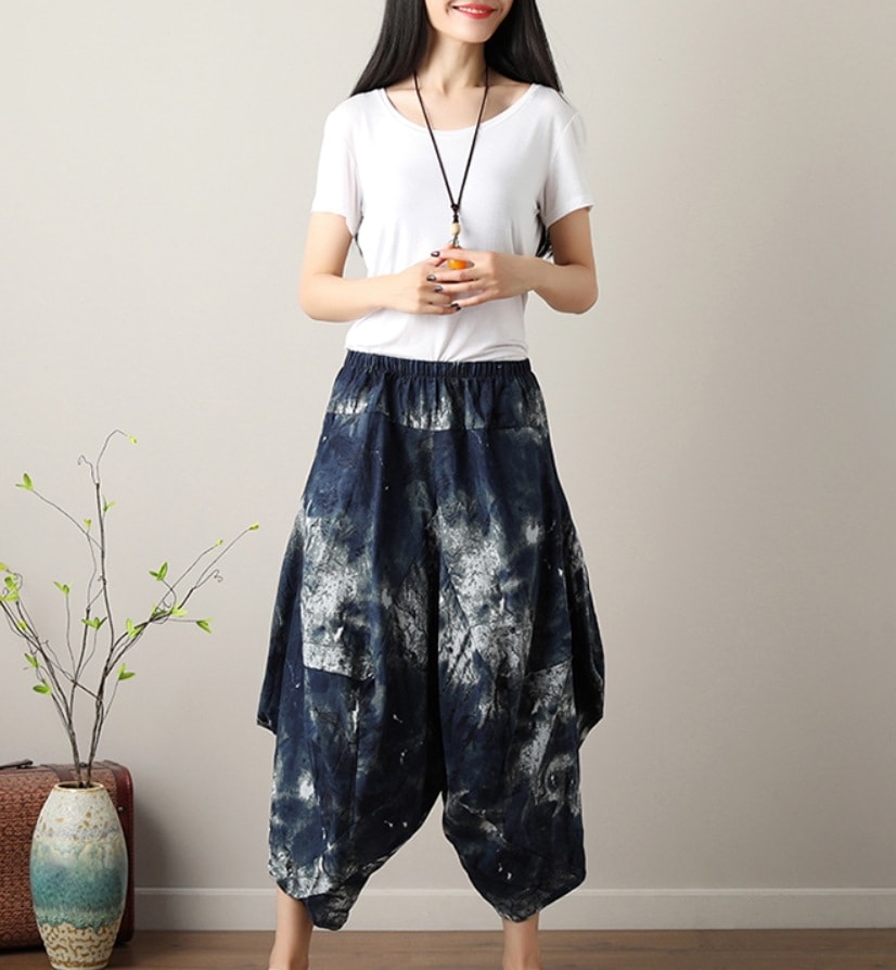 ボトムス デート モテアイテム アンクル丈 サルエル コットン ウエストゴム 総柄 可愛い きれいめ 上品 おしゃれ かっこいい 可愛い ラブリー キュート ガーリー クール モード系