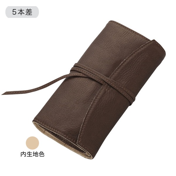Pensemble ペンサンブル ロールペンケース ファスナー付き 5本差 ダークブラウン PSRF5-01-DBN