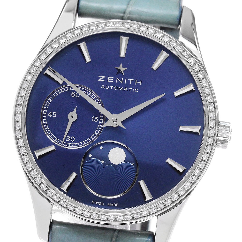 ゼニス ZENITH 16.2310.692 クラスエリート ウルトラシン ムーンフェイズ ダイヤベゼル 自動巻き レディース _832050【中古】