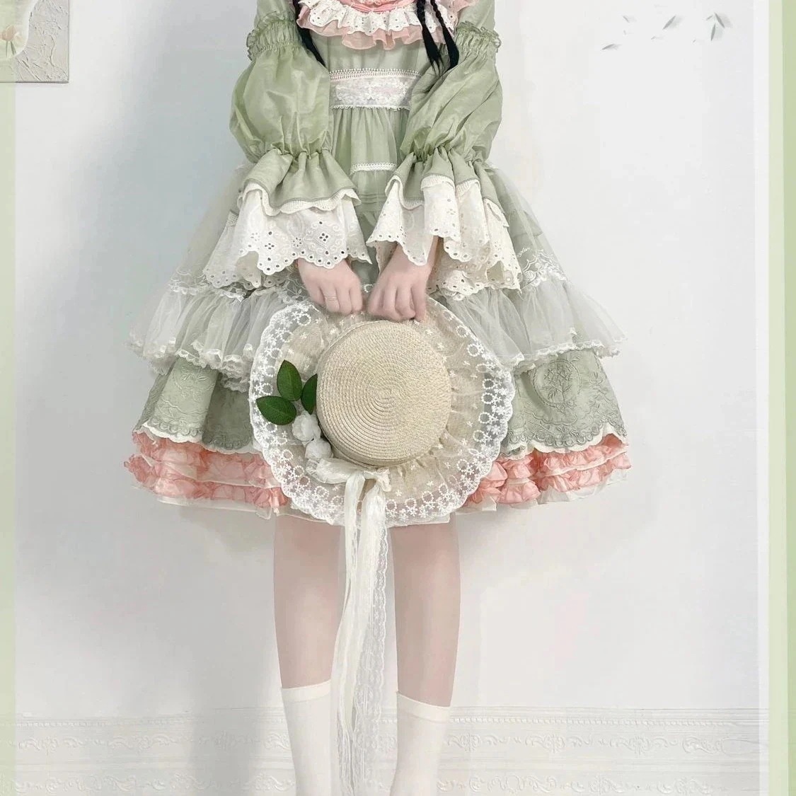 3日出荷 ロリータワンピース テンセル素材ショート丈 ケーキスカートプリンセススタイル コスプレ 春服 レディース