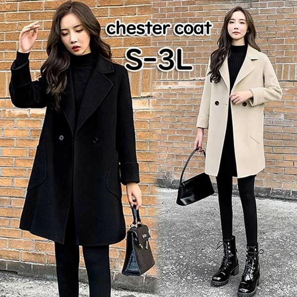 最新入荷チェスターコート レディース コート 大きいサイズ ミドル丈 アウター レディースコート 韓国 カジュアル シンプル 秋冬物 冬物 冬服 防寒 フォーマル 綺麗な大人シルエット dv034ze