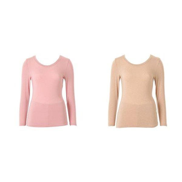 [] WLG2552C 柔らかい肌触りのすっきりとしたデザイン 高級カシミヤ 女性 9分丈 トップス肌着 2枚セット
