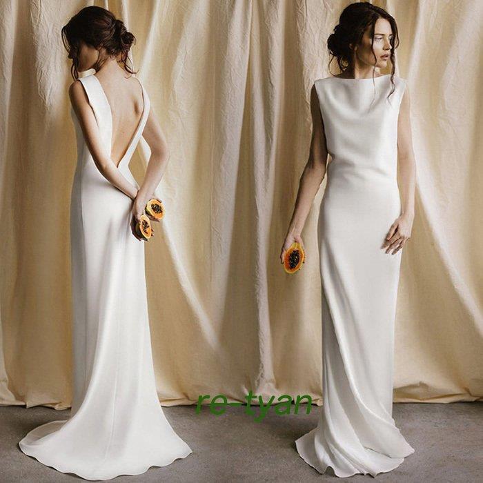 【迅速な出荷】ウェディングドレス二次会花嫁白ワンピース スレンダードレス花嫁ドレス前撮り後撮り海外挙式ビーチフォトロングドレスきれいめ おしゃれ 30代/40代/50代 9,620円