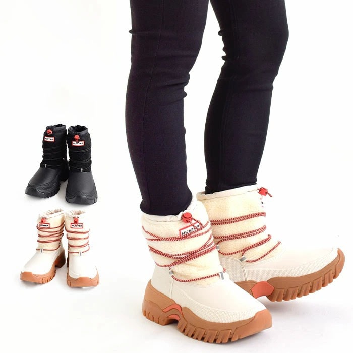 【国内正規品】HUNTER ハンター W WANDERER SHORT SHERPA SNW BT/レディース ワンダラー ショート シェルパ スノーブーツ ボア 長靴 レインブーツ