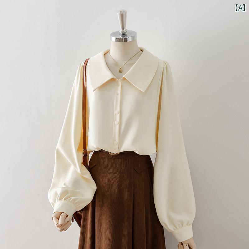 レディース トップス ブラウス フランス レトロ 長袖 シャツ 秋 通勤 オフィス ハイエンド シック ユニークデザイン カジュアル