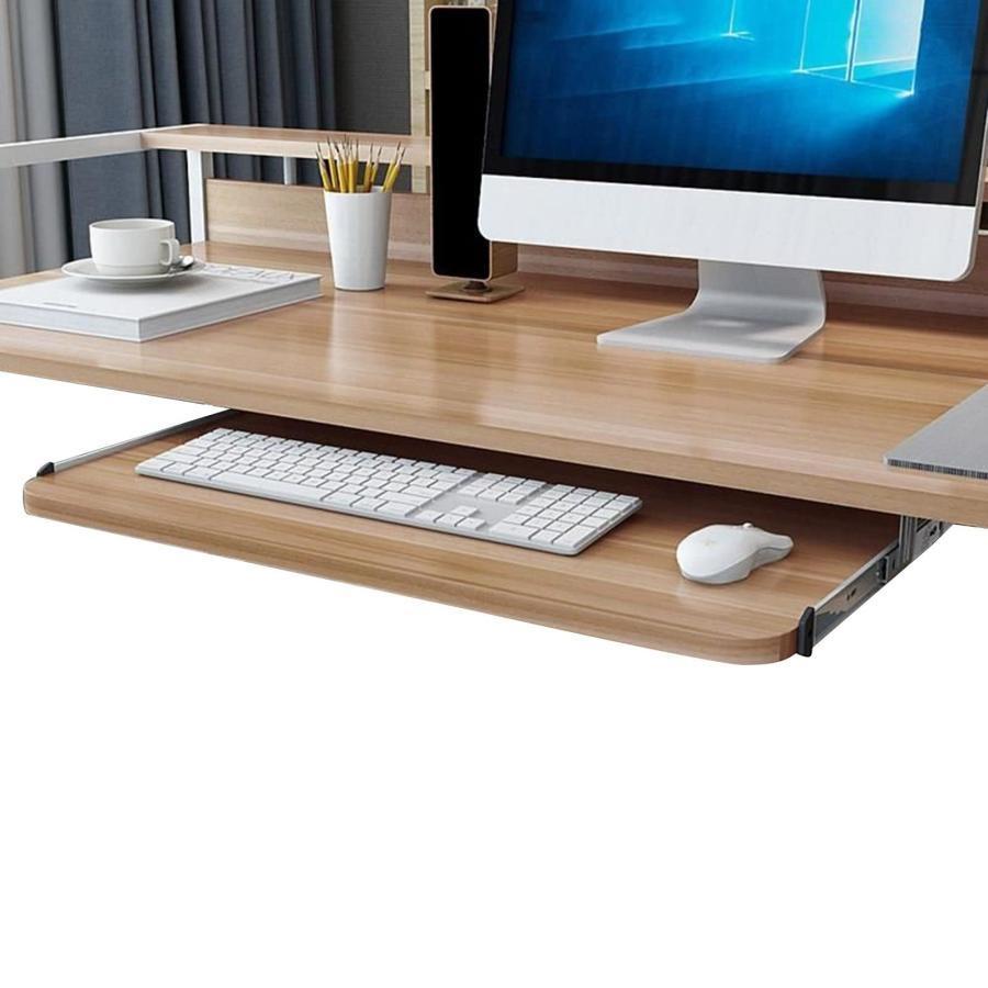 「2025新品発売」デスクの下のキーボードスライダー木製 キーボードトレイキーボードとマウス収納スペースを節約引き出し スライド金具 付きコンピュータの前で長時間作
