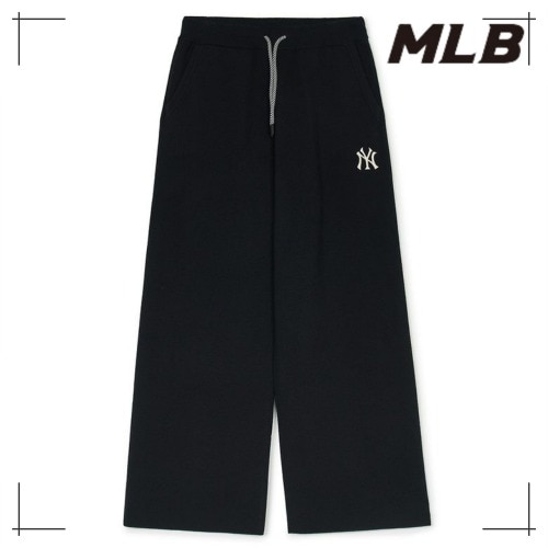 MLB公式正規品 スウェットズボン Womens Varsity Sweater Wide Pants NY (Black)