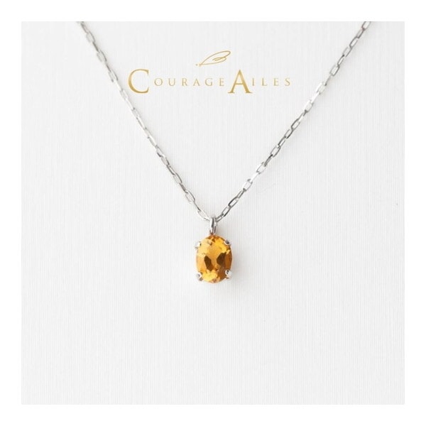 Courage Ailes PDA-2270CI ネックレス 11月誕生石 シトリン 天然石 カラーストーン Pt900 Pt850 プラチナ ペンダント 贈り物 シンプル 4本爪 メーカー直送