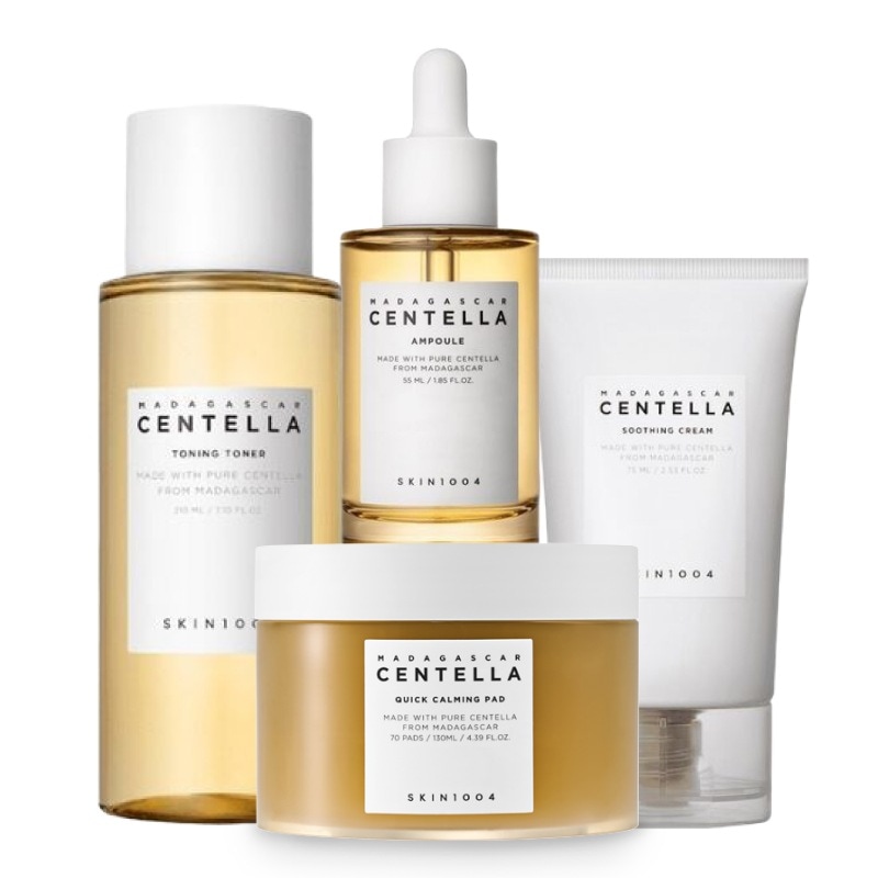 マダガスカル センテラ 鎮静 4点 セット(パッド 70枚+トナー 210ml+アンプル 55ml+スージングクリーム 75ml) / 韓国 人気 ニキビケア 赤み 鎮静 スキンケア セット
