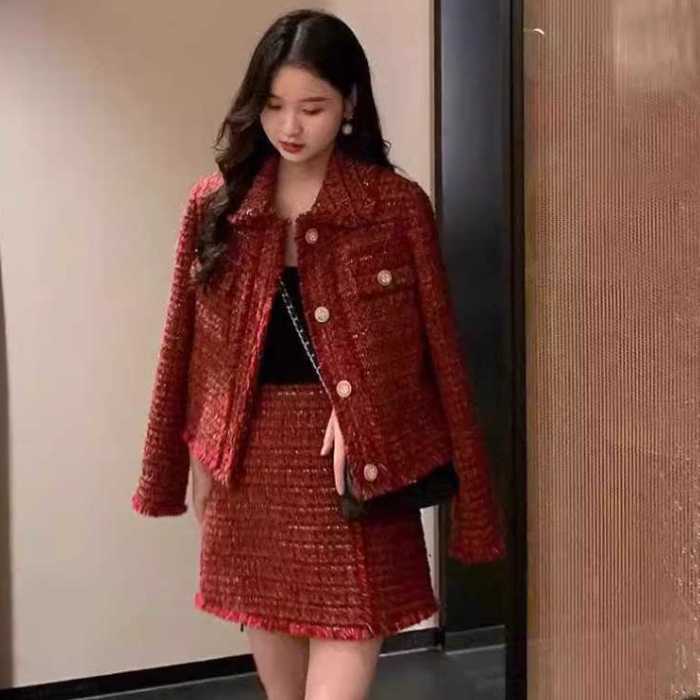 きれいめ レディースファッション ツィード セットアップ S M L ツィードセットアップ