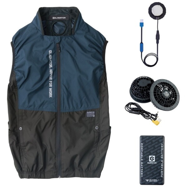 コーコス G244429 ネイビー XL ボルトクール LITE+ ファン付きウェア ペルチェ ベスト セット