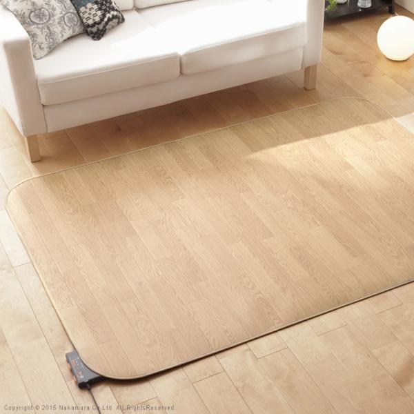 ホットカーペット カバー 2点セット 1.5畳用 1畳半 約200x140cm 長方形 マット クッションフロア 木目柄 北欧 デザイン フローリング おしゃれ ウッド 白木目