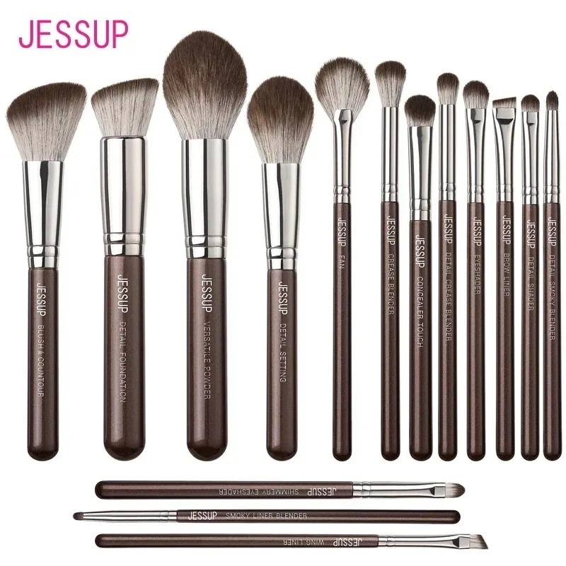 Jesup-メイクブラシ15個セット ファンデーション用 ブレンダー ブレンダー コンシーラー パウダー アイシャドウ 蛍光ペン t498