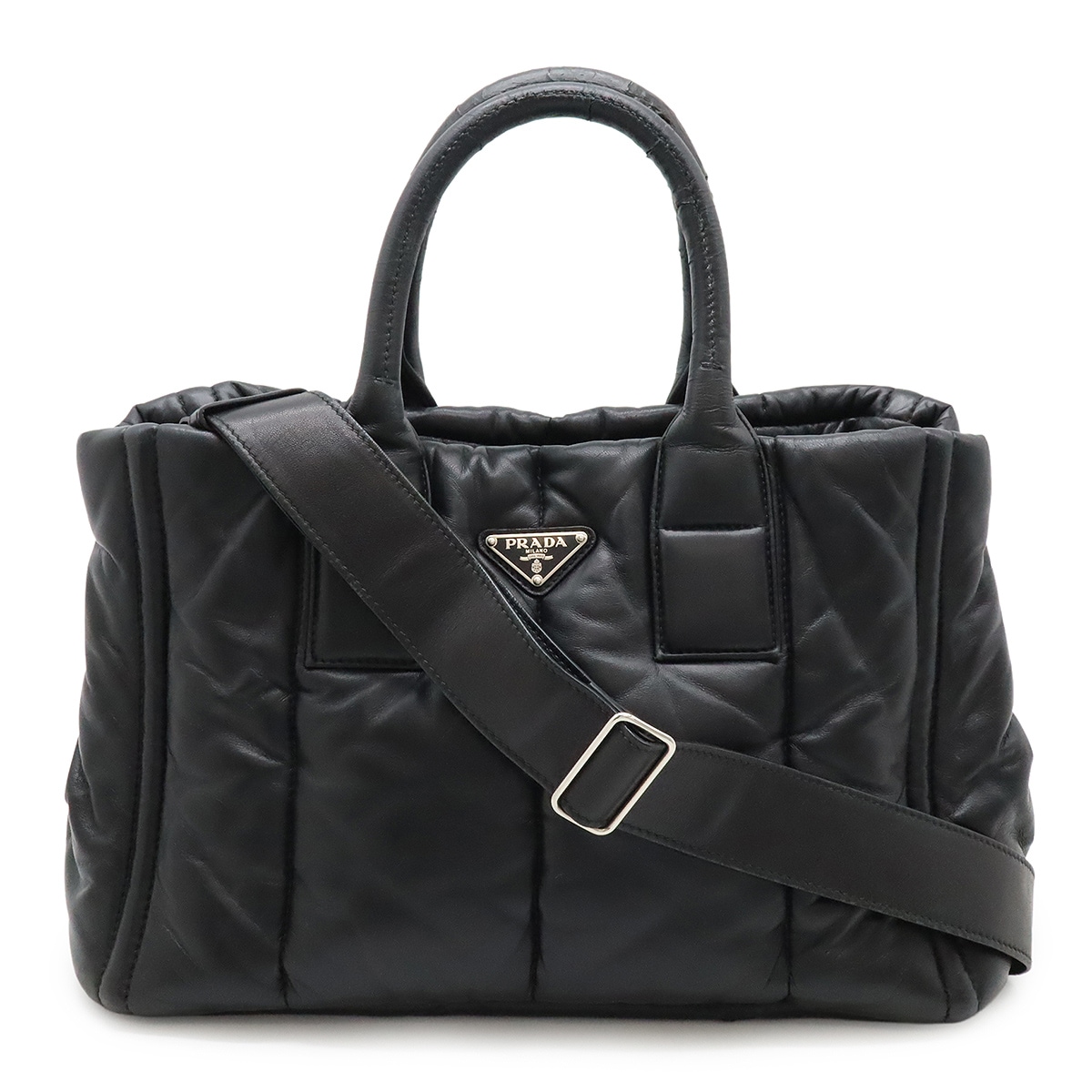 ナッパボンバー トートバッグ ハンドバッグ 2WAY ショルダーバッグ ナッパレザー NERO 黒 ブラック シルバー金具 BN264