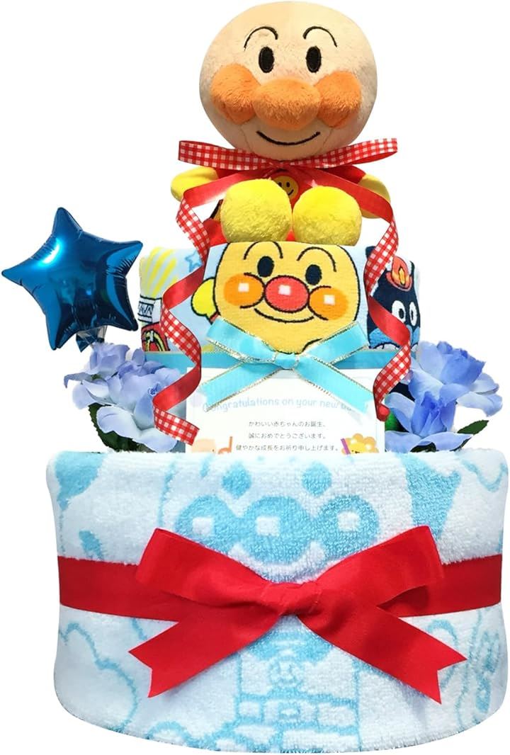 おむつケーキ 男の子 出産祝い 赤ちゃん 誕生日 ベビーシャワー ギフト(ブルー, 2段 Sサイズ) 5,313円