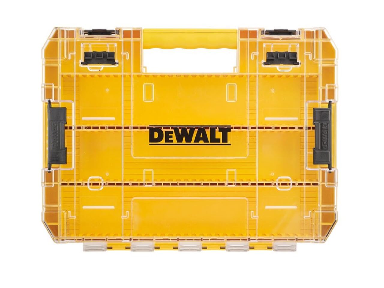 デウォルト(DEWALT) タフケース (大) オーガナイザー 工具箱 収納ケース ツールボックス 透明蓋 脱着トレー 積み重ね収納 ネジ ビット 小物入れ