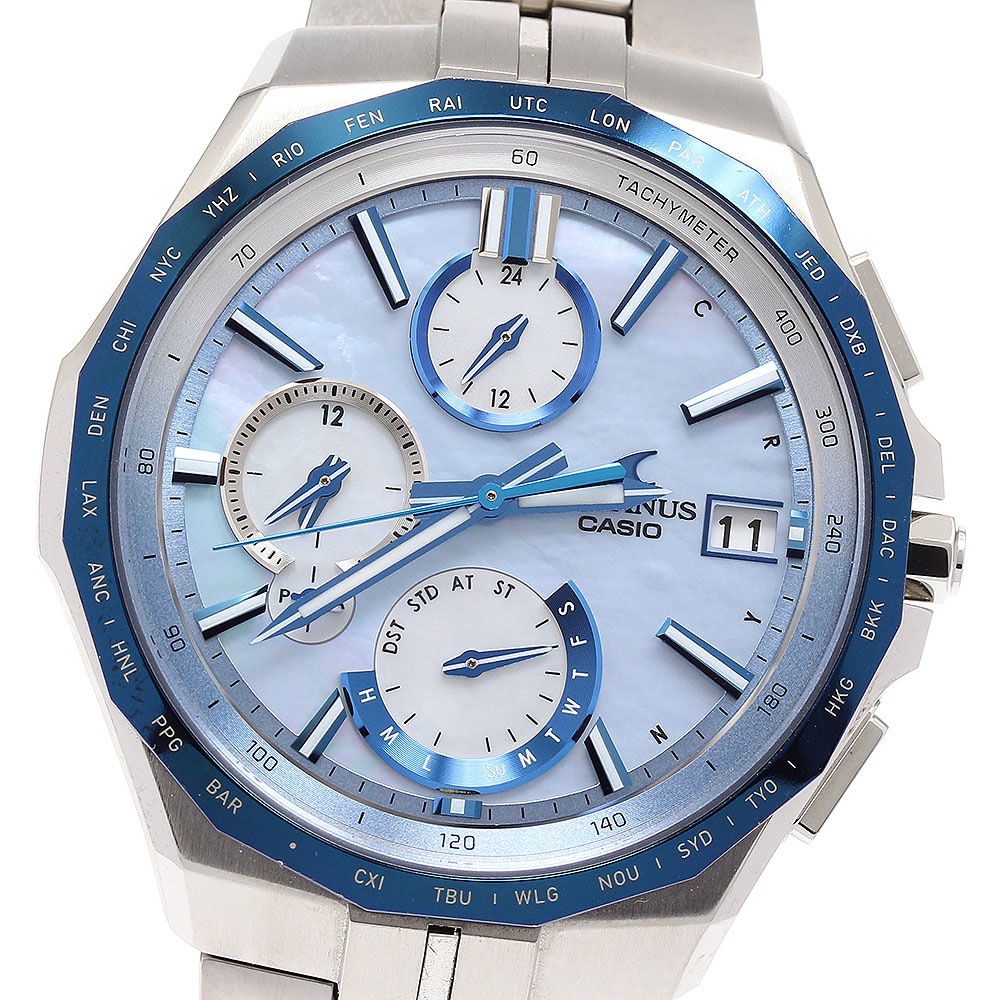 カシオ CASIO OCW-S5000APA-2AJF オシアナス マンタ Japan Indigo 藍 世界限定1000本 ソーラー電波 メンズ 箱・保証書付き_900122【中古】
