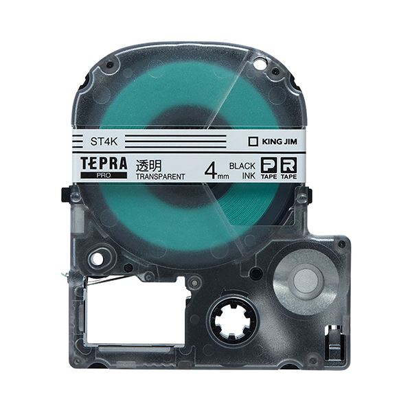 (まとめ) キングジム テプラ PRO テープカートリッジ 4mm 透明／黒文字 ST4K 1個 (10セット)