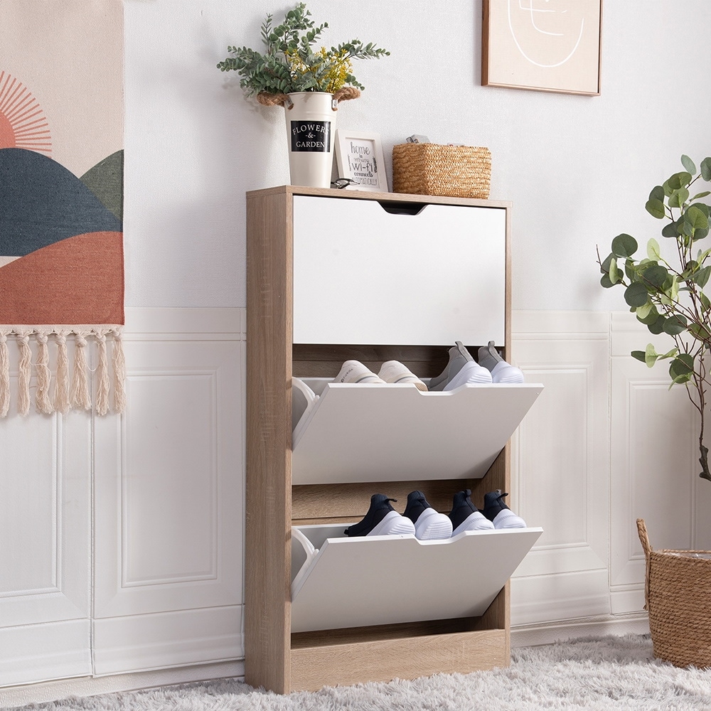 【国内即日発送】下駄箱 3段　シューズラック 玄関収納 引き出し ひとり暮らし スリム 靴収納 ラック 靴収納棚 おしゃれ