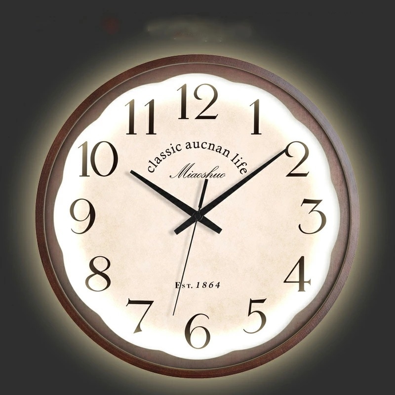 復古 ライト付き 壁掛け時計 掛け時計 おしゃれ ウォールクロック クロック 壁掛け時計 インテリア 時計 壁掛け モダン 北欧 新築祝い ギフト 木製 電池 音無し 静音 250cm 壁掛け時計