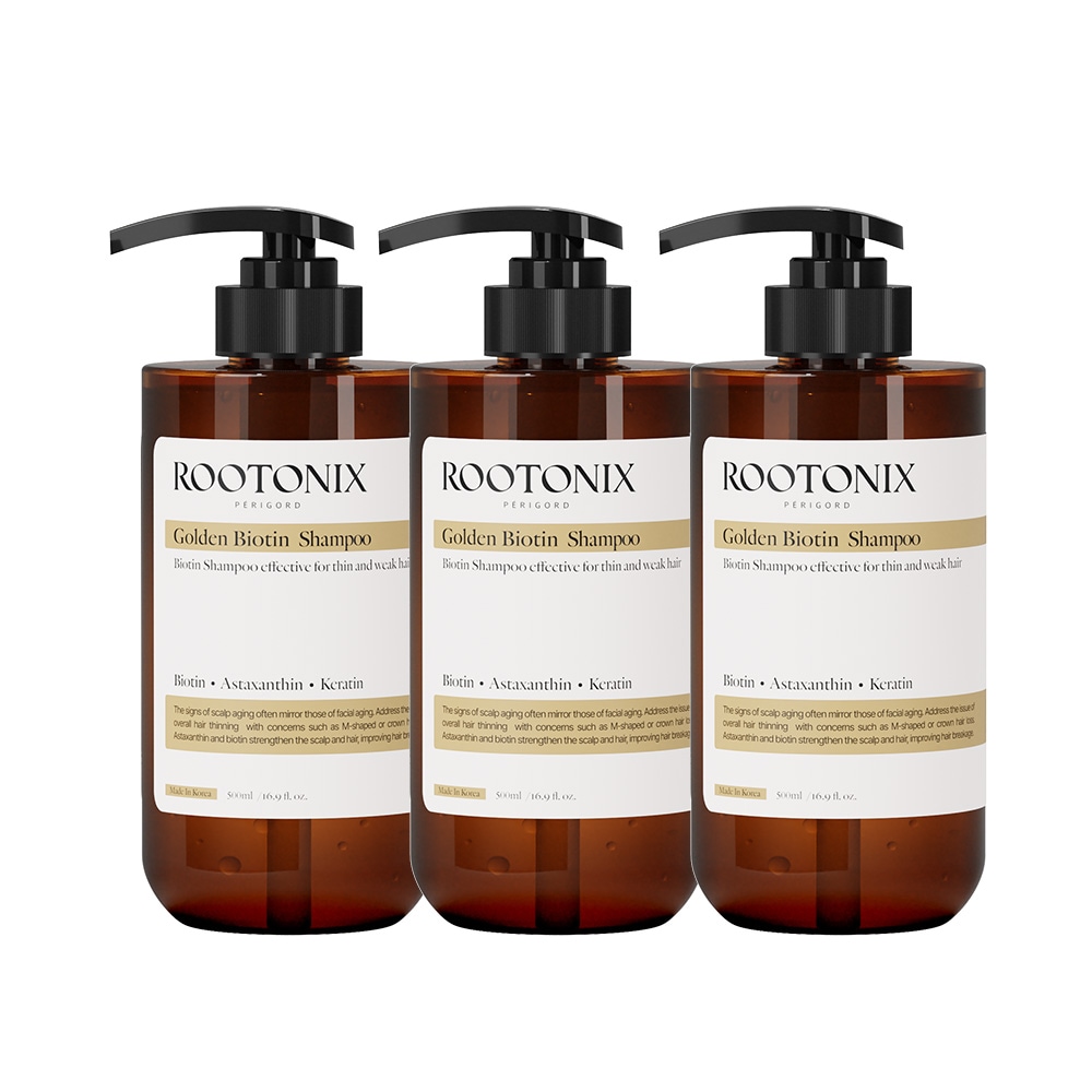 たんぱく質カフェイン 脱毛症 ダメージヘア ビオチン シャンプー ゴールドパール500ml3個