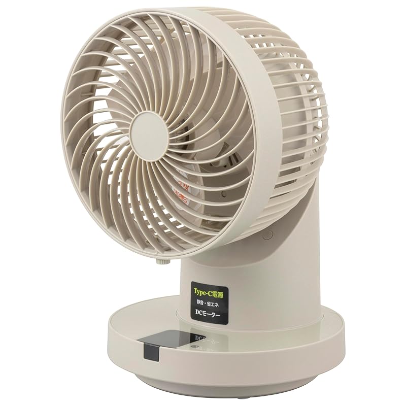即納：オーム(OHM)オーム電機 360首振サーキュレーター DCモーター 18畳 USB給電 背面ガードまで外せる タッチパネル式 風量8段階 1～８時間タイマー付きグレージュ FF-SQ862T