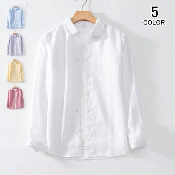 母の日おすすめ品シャツ メンズ 長袖 綿麻 ンシャツ メンズ カッターシャツ スリムシャツ 無地 トップス カジュアル 麻シャツ メンズファッション スウェット 長袖シャツ キレイめ 春夏秋 aaa