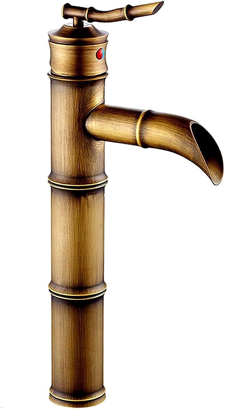 洗面用 竹型 アンティーク 混合水栓 蛇口 シングルレバー 手洗いボウル用 洗面台 ロング水栓 手洗い鉢 SK72 8,694円