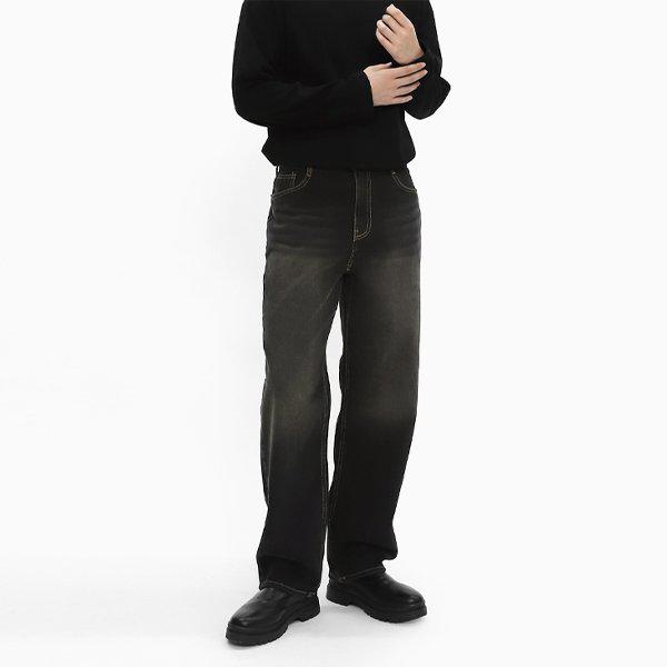 ジーンズ SHL072 1COLOR 男性デニムパンツ 黒 ワイドフィット ウォッシング ブラックジーンズ_P350065616