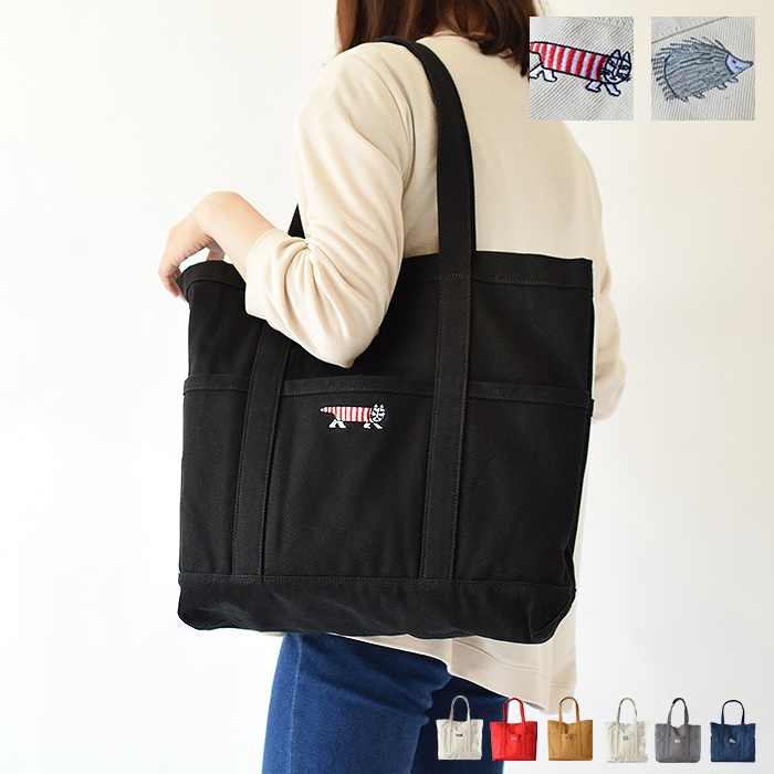 トートバッグ バッグ 鞄 かばん トート キャンバス 仕切り ブランド 北欧 マイキー イギー 猫 ハリネズミ 通勤 通学 おしゃれ かわいい A4 刺繍 ポケット