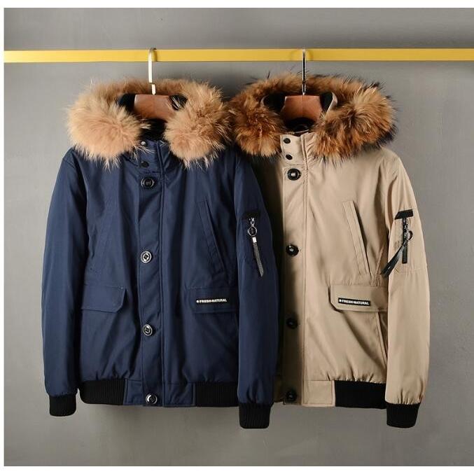 高品質 中綿 ダウンジャケット アウター 暖かい ロング丈 ダウンコート メンズ 無地 防寒 厚手 冬服/M3ＸＬ/フード付き/格好いい/カーキ/お父さん