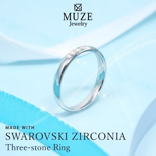 MUZE JEWELRY リング 指輪 スワロフスキージルコニア使用 プラチナ仕上げ ジュエリープロポーズ サプライズ