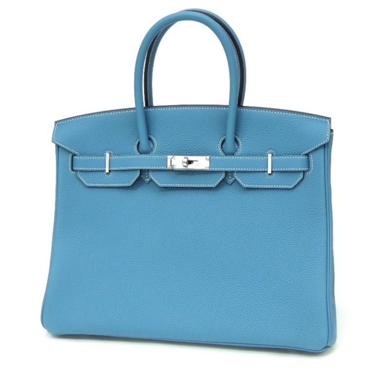 エルメス HERMES ハンドバッグ バーキン35 B刻印 SV金具 ニューブルージーン トゴ 【中古】(66389)